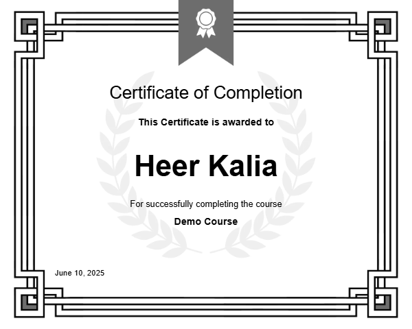 Demo Course Certificate