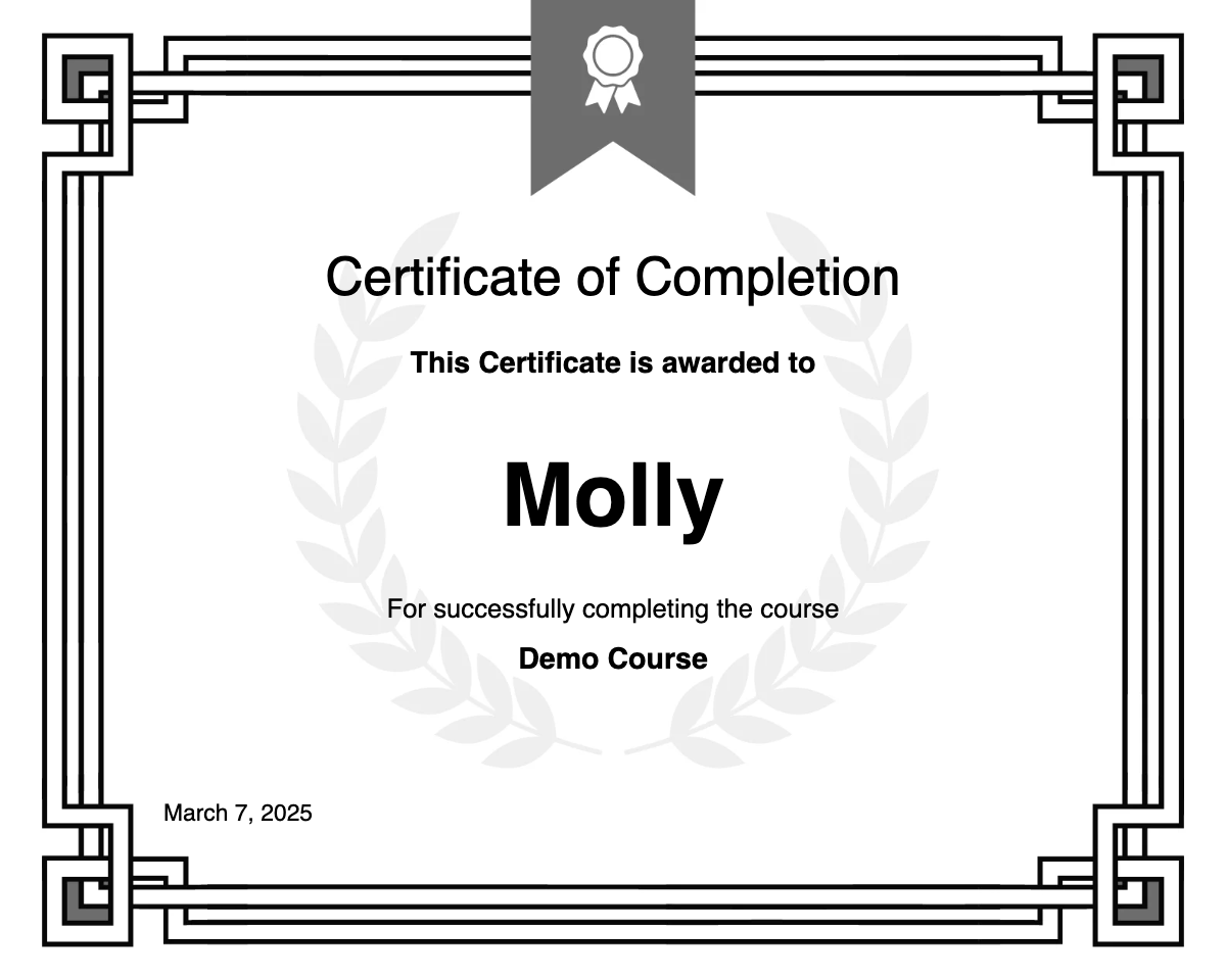 Demo Course Certificate