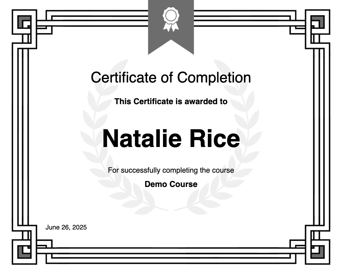 Demo Course Certificate