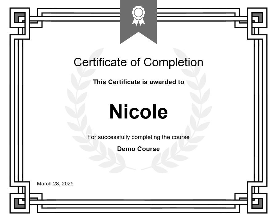 Demo Course Certificate