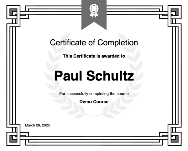 Demo Course Certificate