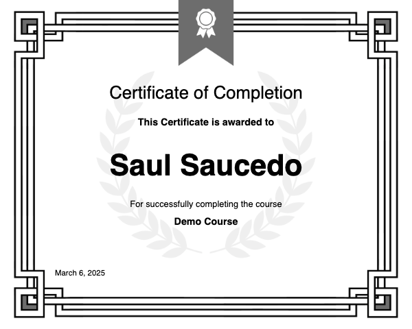 Demo Course Certificate