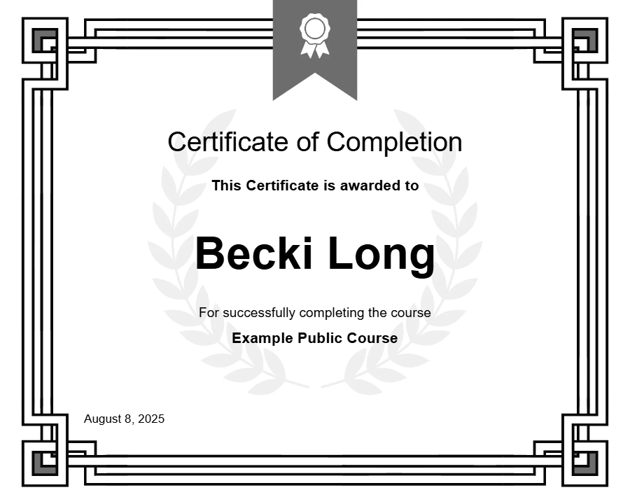 Example Public Course Certificate