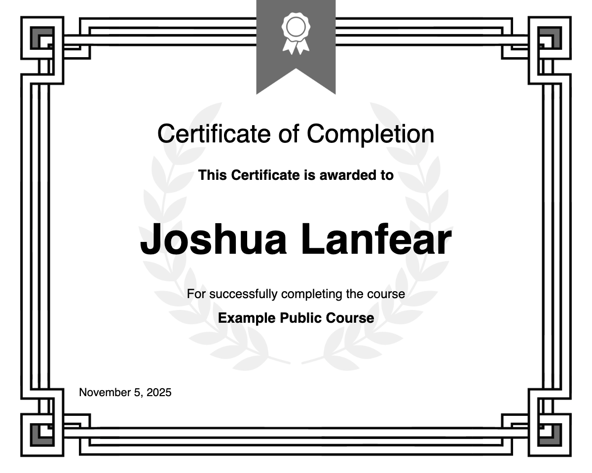 Example Public Course Certificate