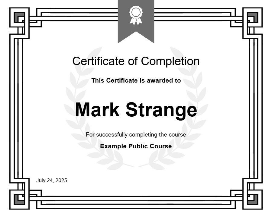 Example Public Course Certificate
